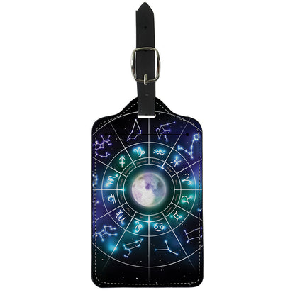 Galaxy Zodiac Wheel Print Luggage Tag