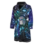 Galaxy Zodiac Wheel Print Men's Bathrobe