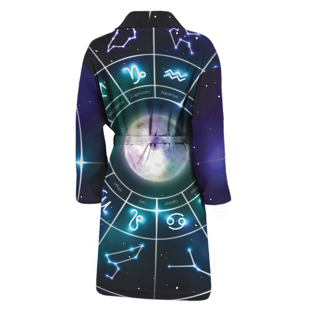 Galaxy Zodiac Wheel Print Men's Bathrobe