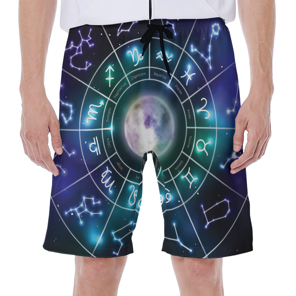 Galaxy Zodiac Wheel Print Men's Beach Shorts