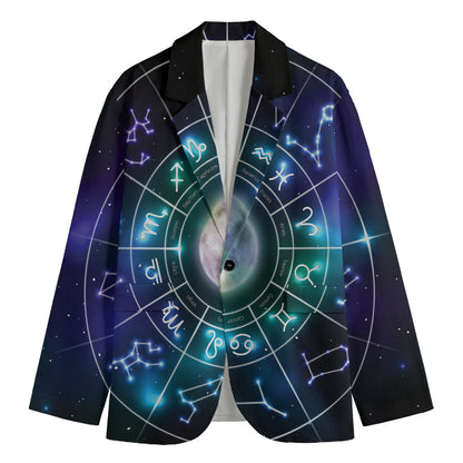 Galaxy Zodiac Wheel Print Men's Blazer