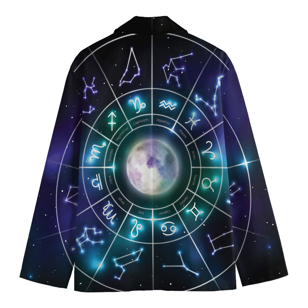 Galaxy Zodiac Wheel Print Men's Blazer