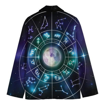 Galaxy Zodiac Wheel Print Men's Blazer