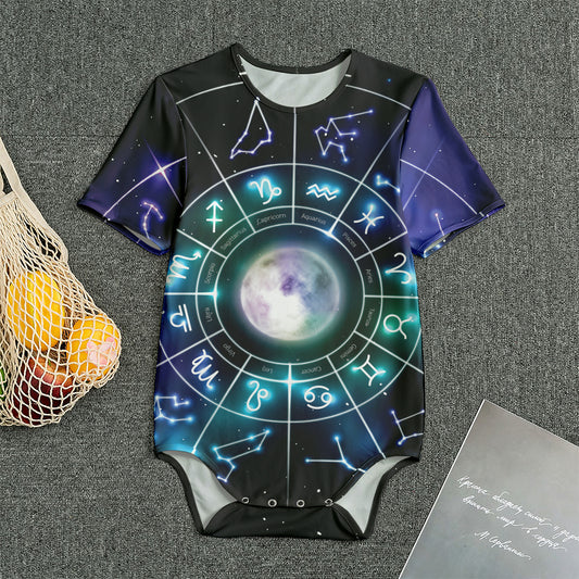Galaxy Zodiac Wheel Print Men's Bodysuit