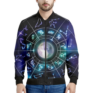 Galaxy Zodiac Wheel Print Men's Bomber Jacket