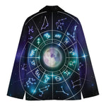 Galaxy Zodiac Wheel Print Men's Cotton Blazer