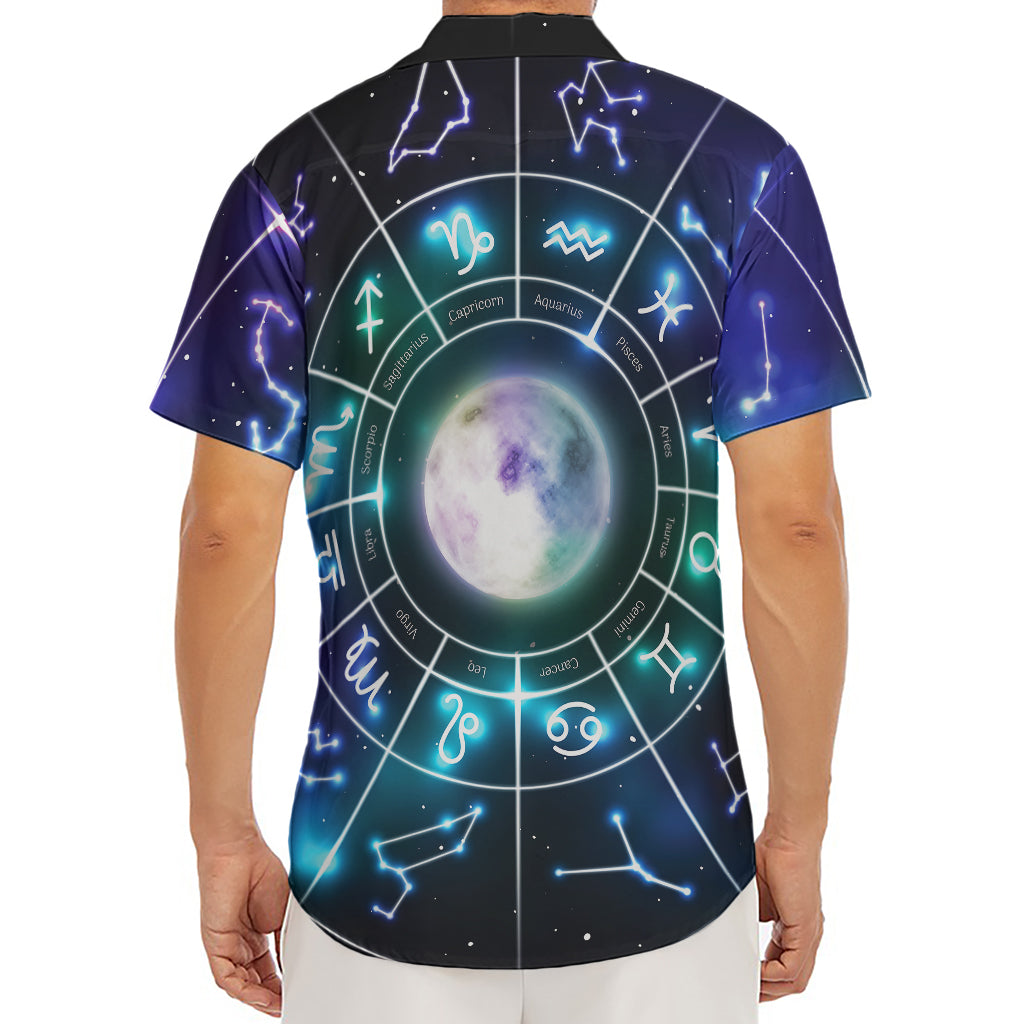 Galaxy Zodiac Wheel Print Men's Deep V-Neck Shirt