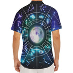 Galaxy Zodiac Wheel Print Men's Deep V-Neck Shirt
