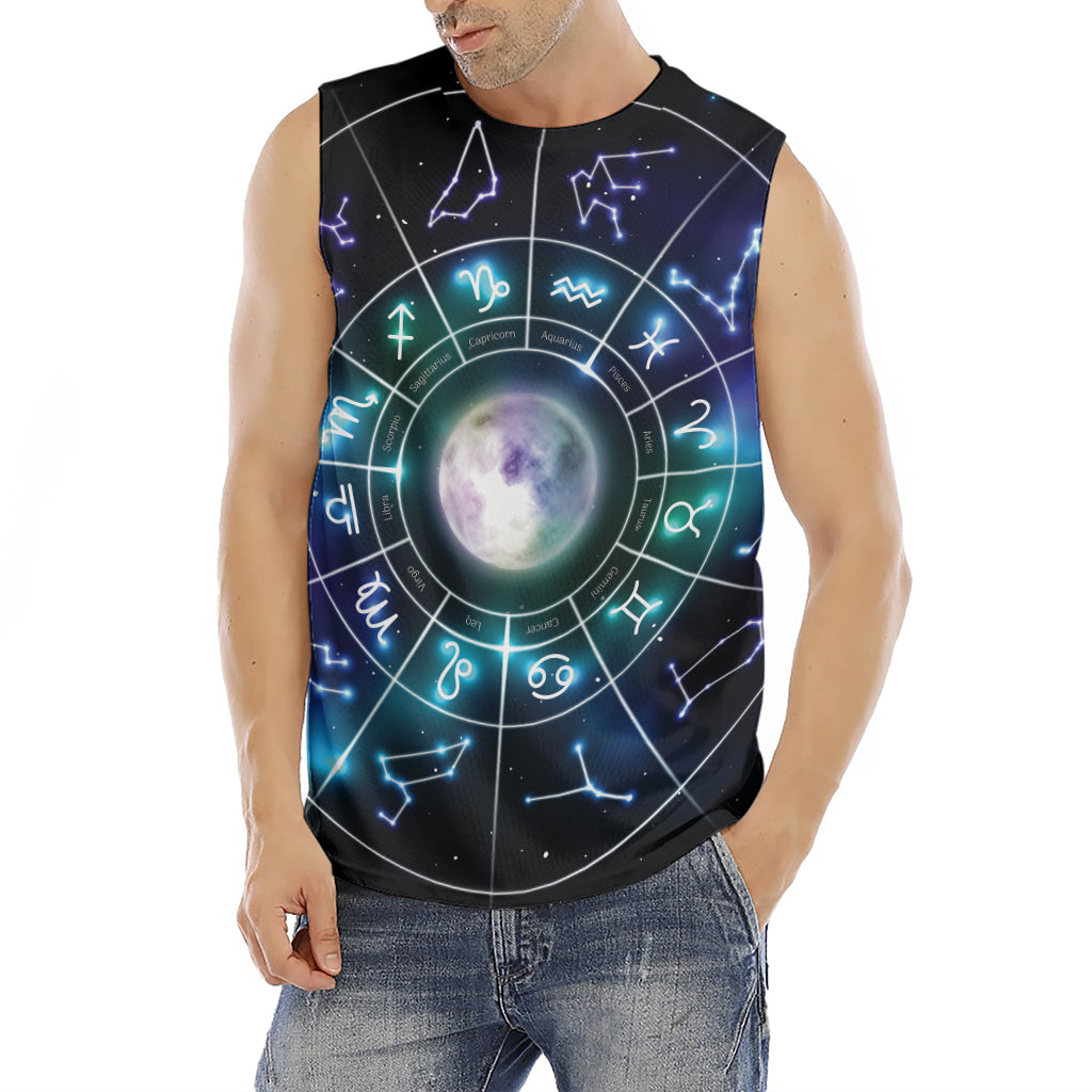 Galaxy Zodiac Wheel Print Men's Fitness Tank Top