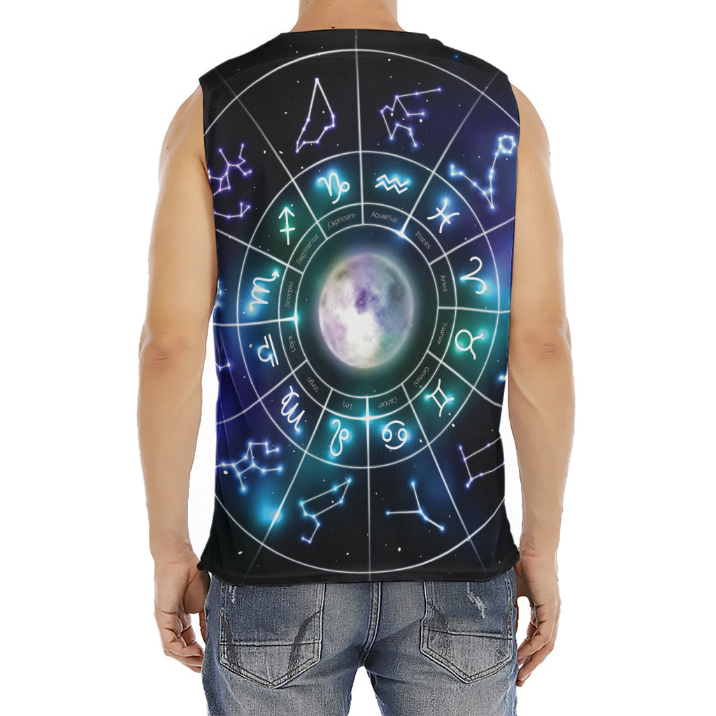 Galaxy Zodiac Wheel Print Men's Fitness Tank Top
