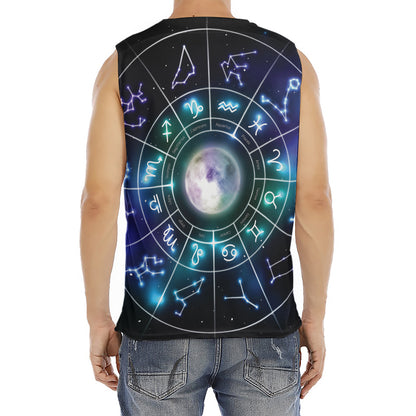 Galaxy Zodiac Wheel Print Men's Fitness Tank Top