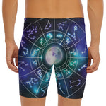 Galaxy Zodiac Wheel Print Men's Long Boxer Briefs