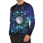 Galaxy Zodiac Wheel Print Men's Long Sleeve Rash Guard