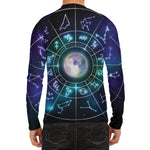 Galaxy Zodiac Wheel Print Men's Long Sleeve Rash Guard