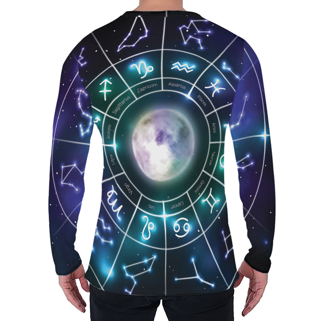 Galaxy Zodiac Wheel Print Men's Long Sleeve T-Shirt