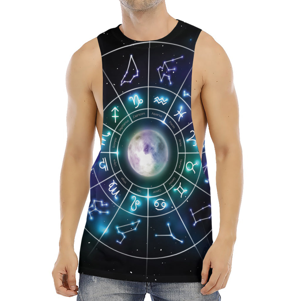 Galaxy Zodiac Wheel Print Men's Muscle Tank Top