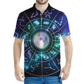 Galaxy Zodiac Wheel Print Men's Polo Shirt