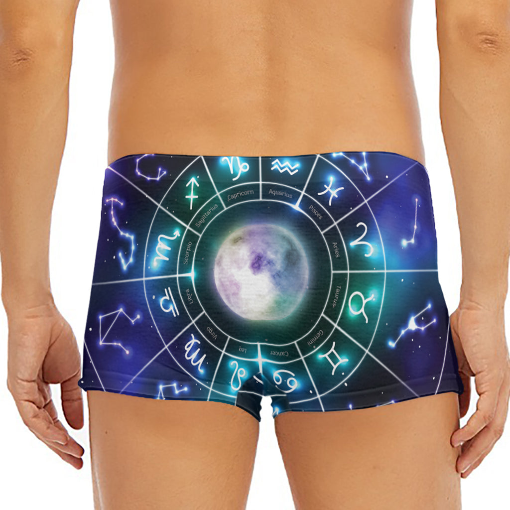 Galaxy Zodiac Wheel Print Men's Short Boxer Briefs
