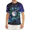 Galaxy Zodiac Wheel Print Men's Short Sleeve Rash Guard