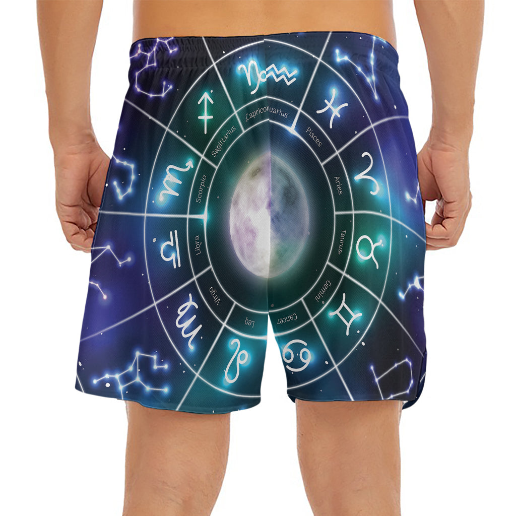 Galaxy Zodiac Wheel Print Men's Split Running Shorts