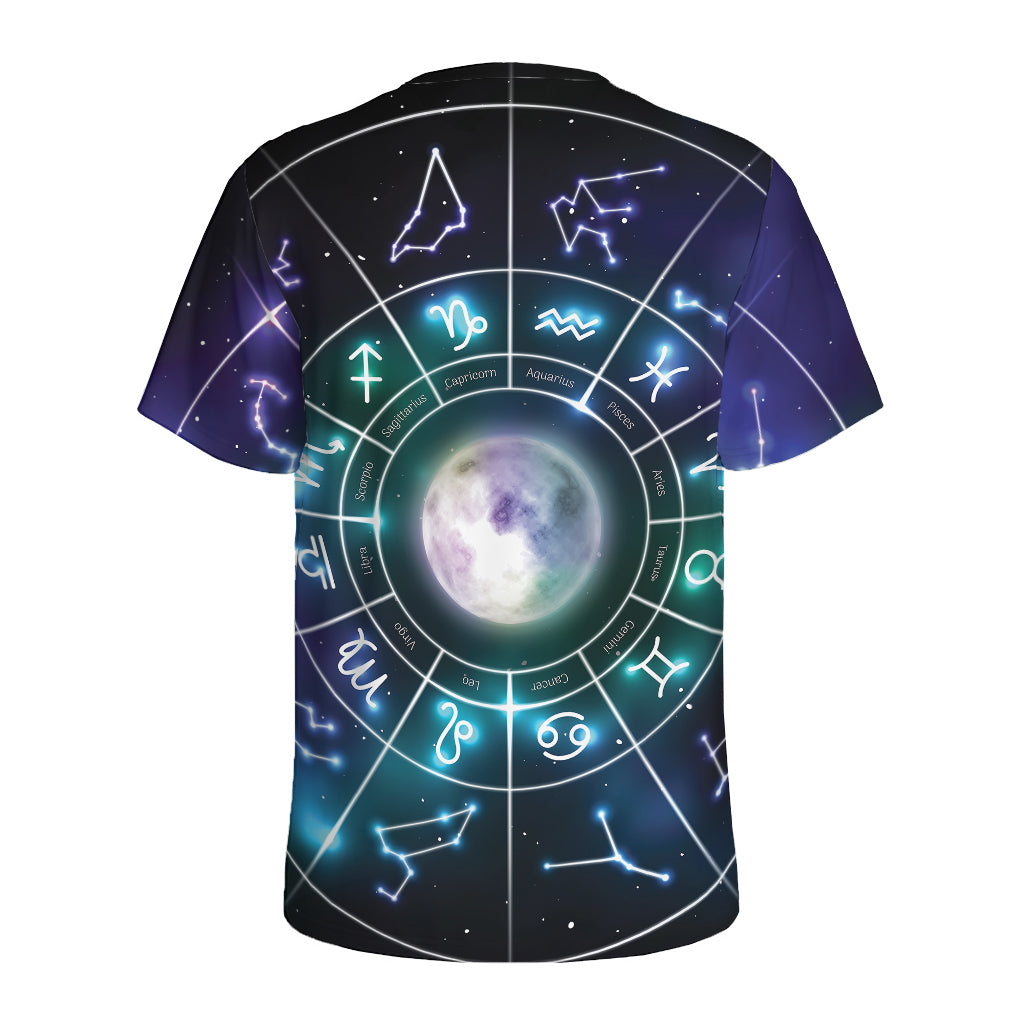 Galaxy Zodiac Wheel Print Men's Sports T-Shirt