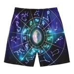 Galaxy Zodiac Wheel Print Men's Swim Trunks
