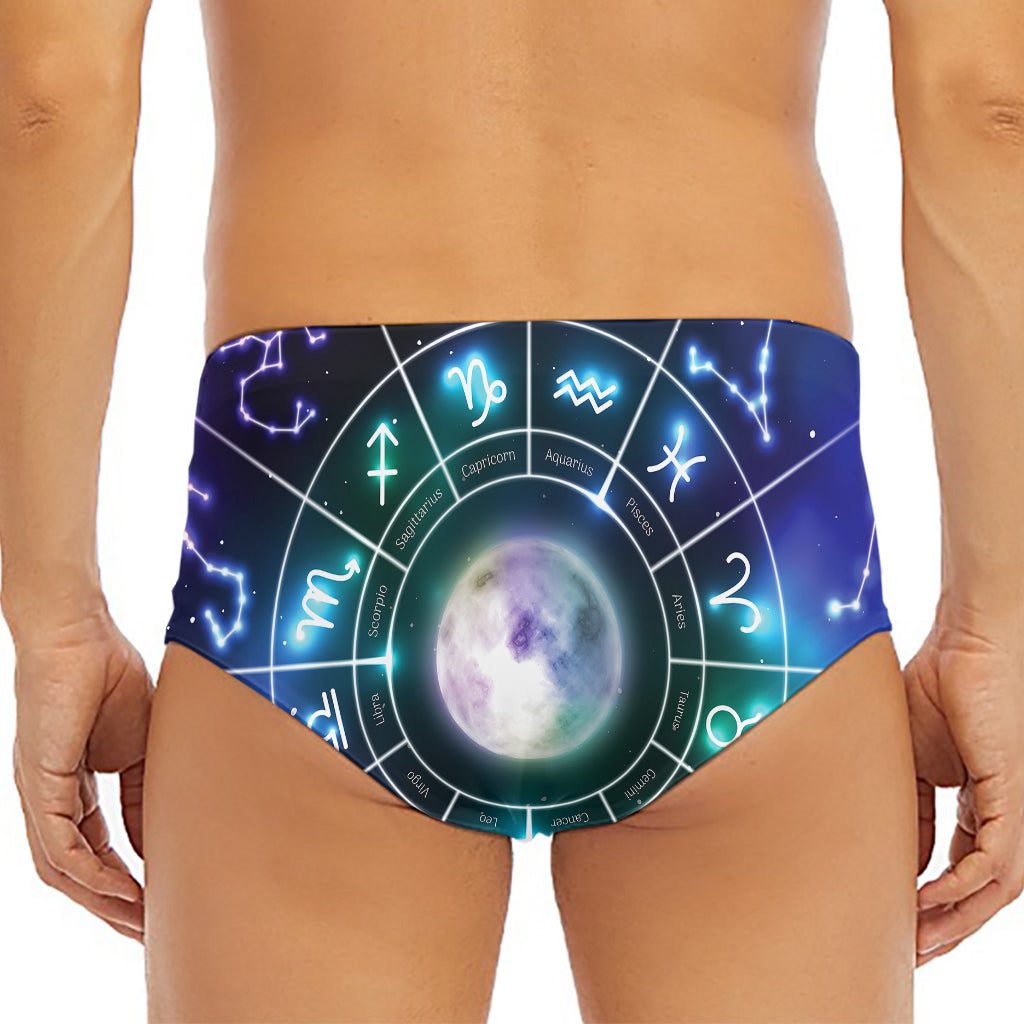 Galaxy Zodiac Wheel Print Men's Triangle Swim Briefs