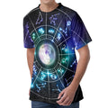 Galaxy Zodiac Wheel Print Men's Velvet T-Shirt
