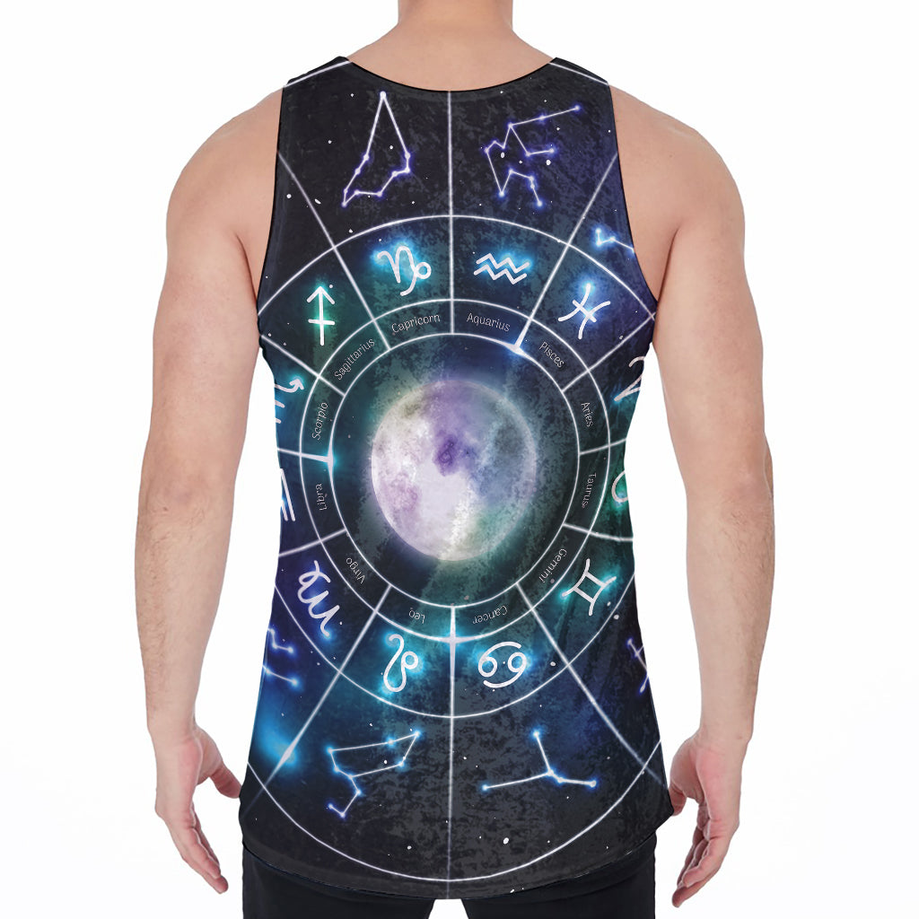 Galaxy Zodiac Wheel Print Men's Velvet Tank Top