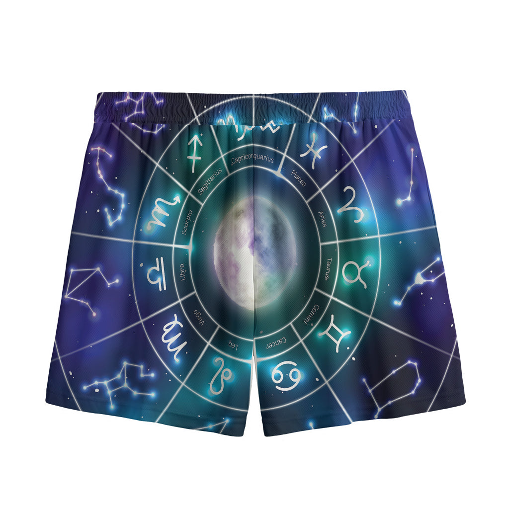 Galaxy Zodiac Wheel Print Mesh Shorts