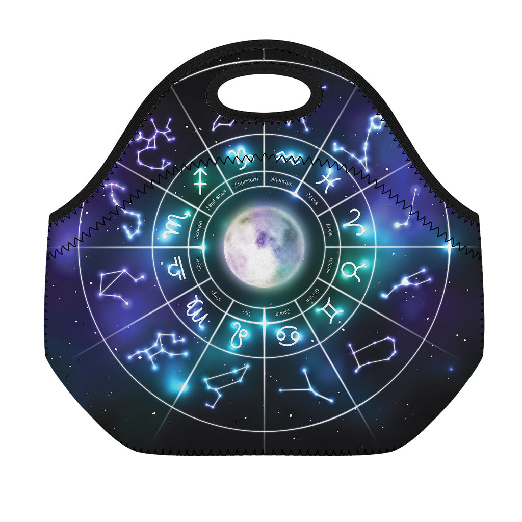 Galaxy Zodiac Wheel Print Neoprene Lunch Bag
