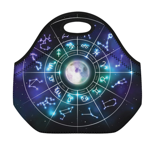 Galaxy Zodiac Wheel Print Neoprene Lunch Bag