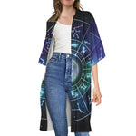 Galaxy Zodiac Wheel Print Open Front Beach Cover Up