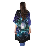 Galaxy Zodiac Wheel Print Open Front Beach Cover Up