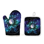 Galaxy Zodiac Wheel Print Oven Mitt And Pot Holder Set