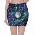 Galaxy Zodiac Wheel Print Pencil Mini Skirt