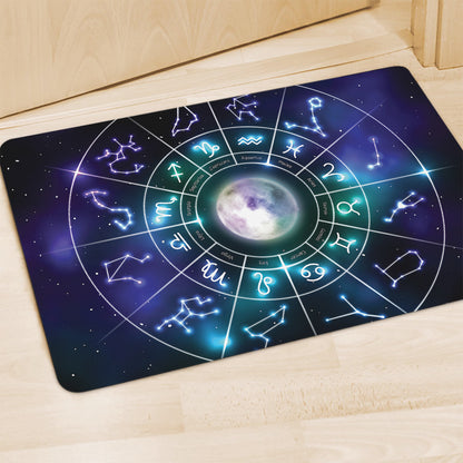 Galaxy Zodiac Wheel Print Polyester Doormat