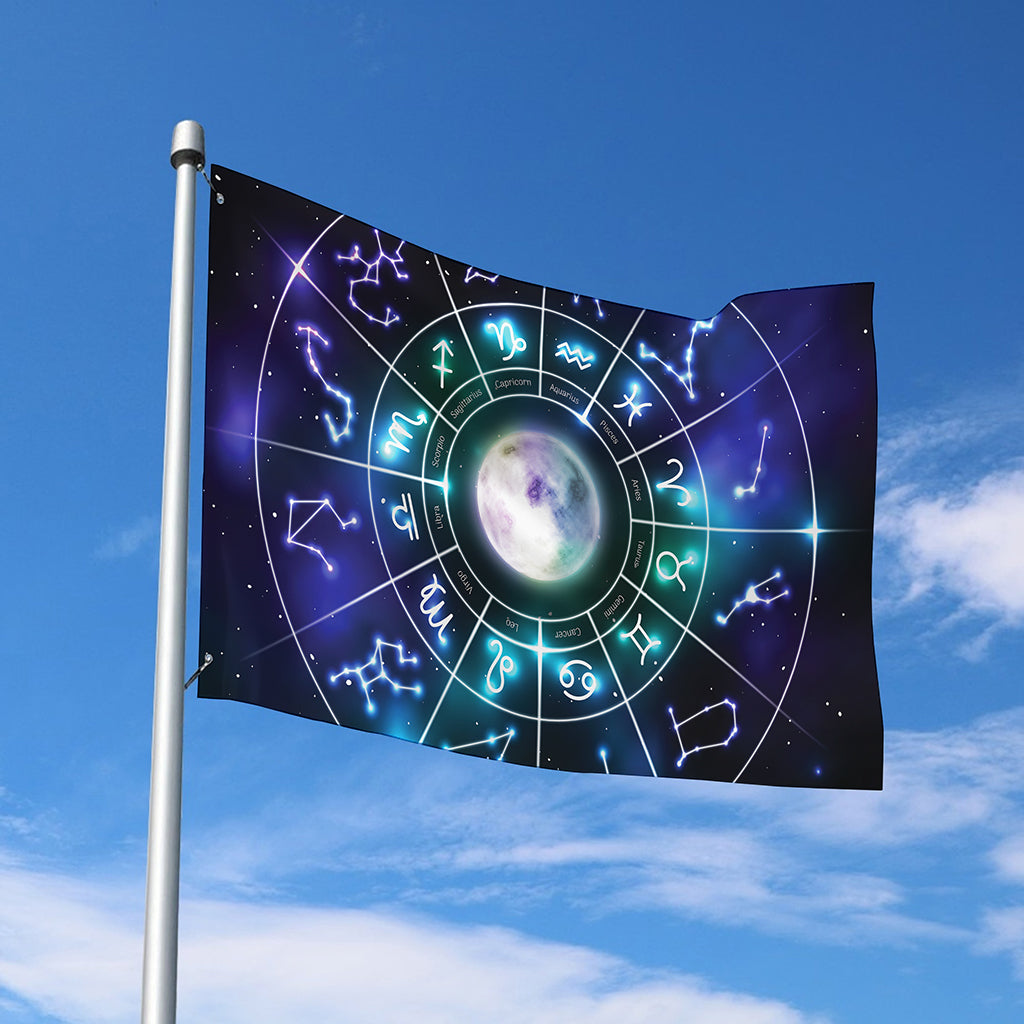 Galaxy Zodiac Wheel Print Polyester Flag