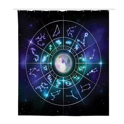 Galaxy Zodiac Wheel Print Polyester Shower Curtain