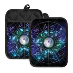 Galaxy Zodiac Wheel Print Pot Holders With Pocket