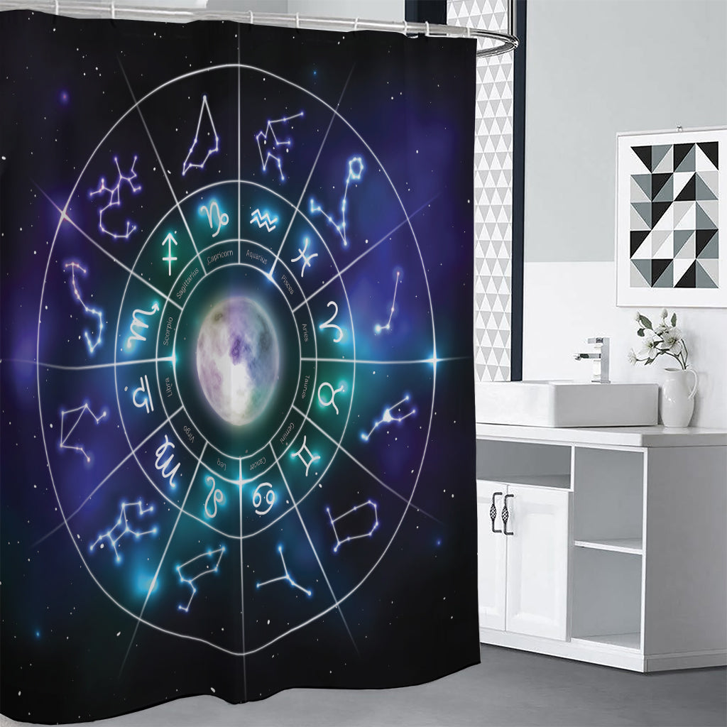 Galaxy Zodiac Wheel Print Premium Shower Curtain