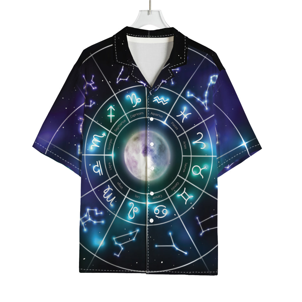 Galaxy Zodiac Wheel Print Rayon Hawaiian Shirt