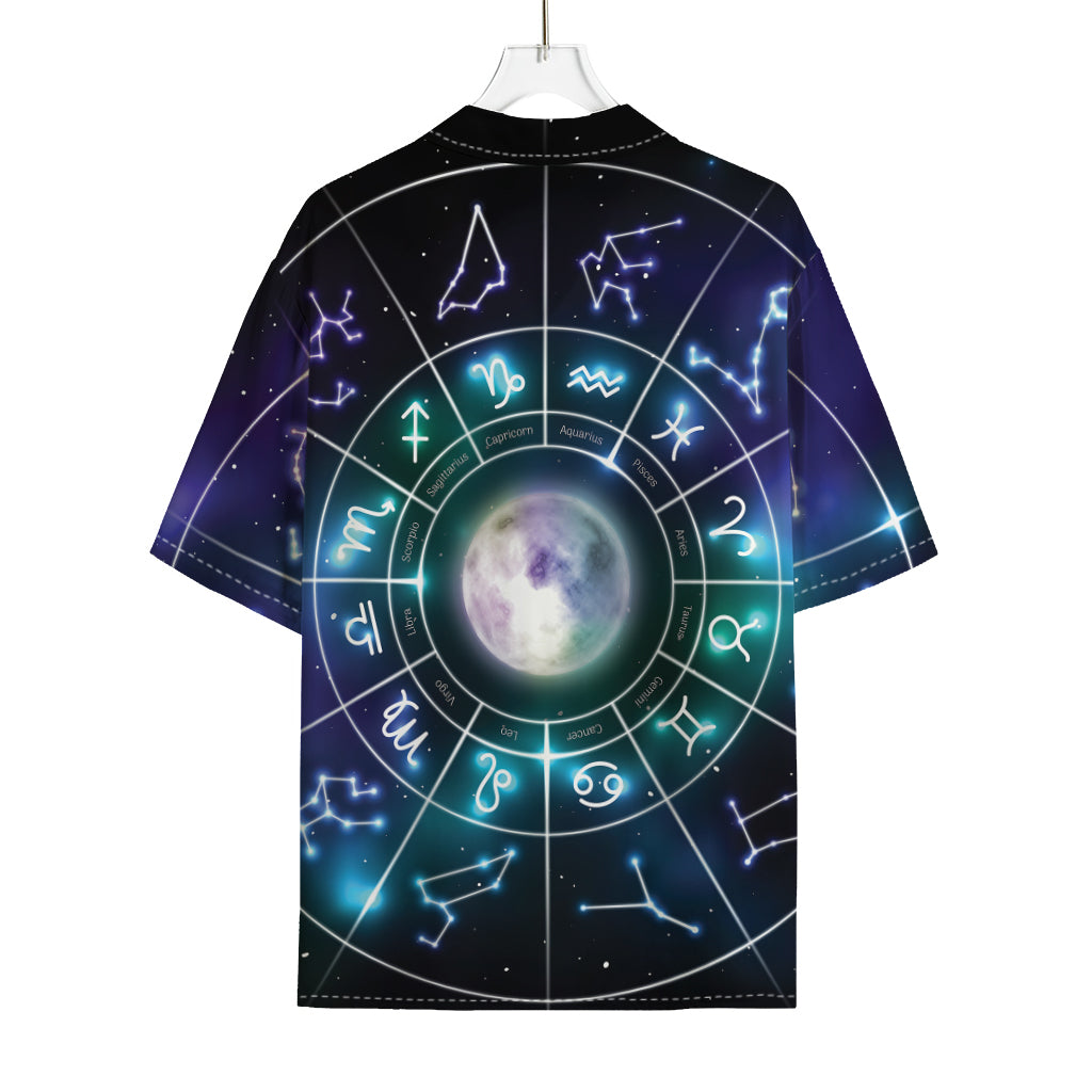 Galaxy Zodiac Wheel Print Rayon Hawaiian Shirt