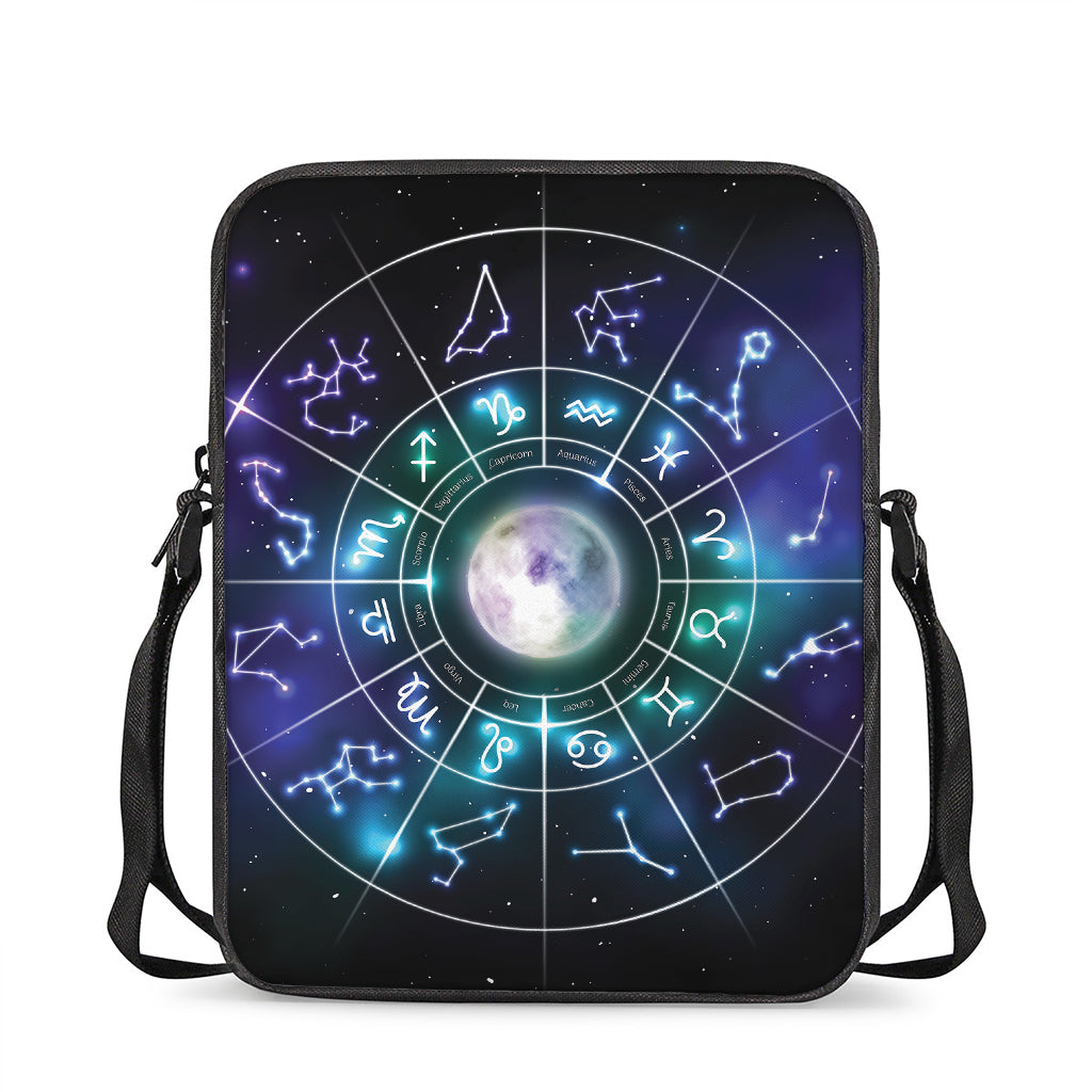 Galaxy Zodiac Wheel Print Rectangular Crossbody Bag