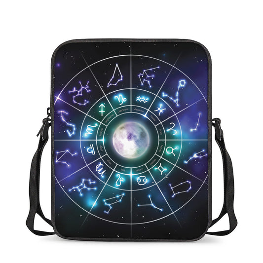 Galaxy Zodiac Wheel Print Rectangular Crossbody Bag