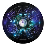 Galaxy Zodiac Wheel Print Round Blanket