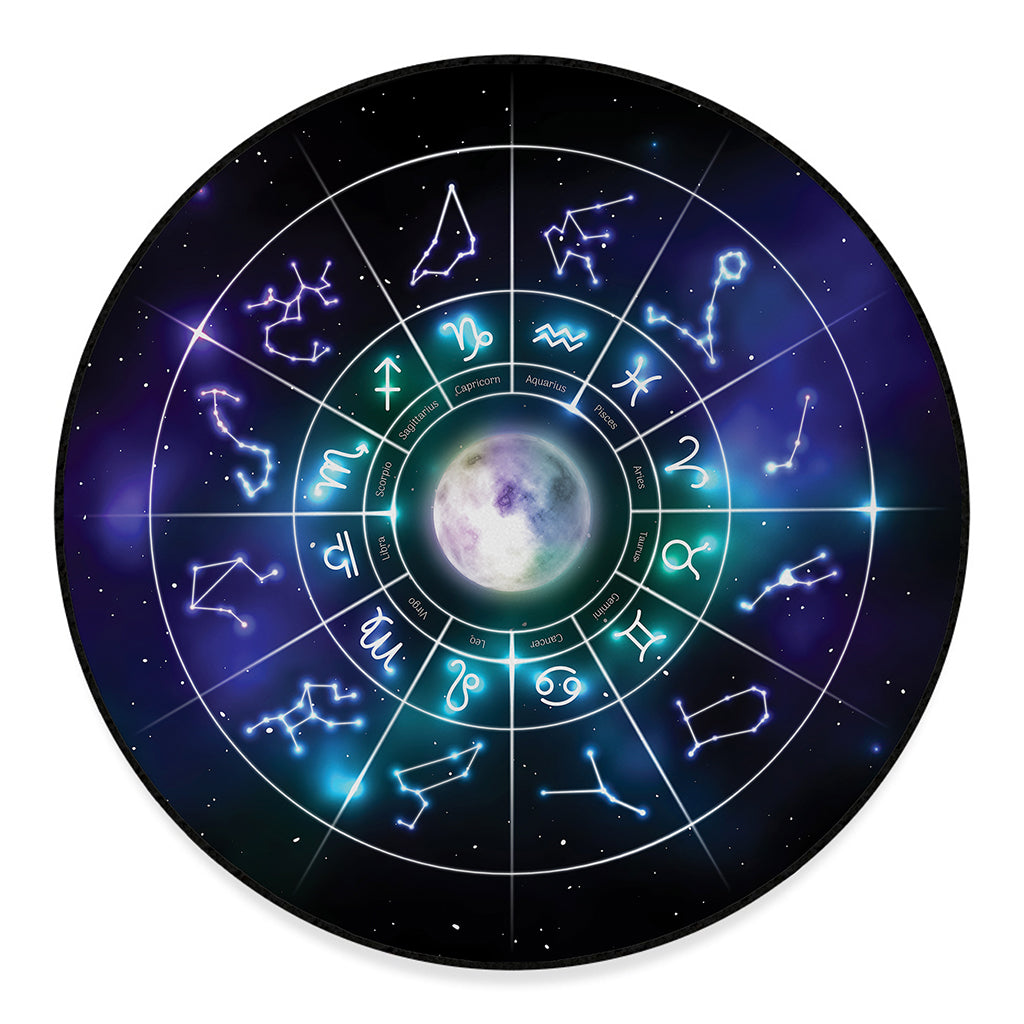 Galaxy Zodiac Wheel Print Round Floor Mat