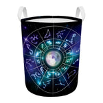 Galaxy Zodiac Wheel Print Round Laundry Basket