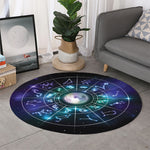 Galaxy Zodiac Wheel Print Round Rug