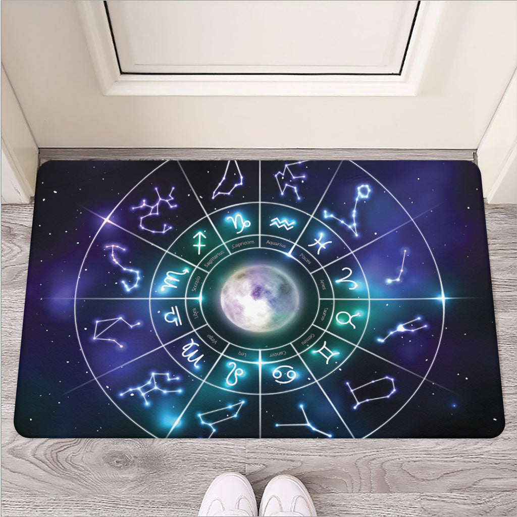 Galaxy Zodiac Wheel Print Rubber Doormat